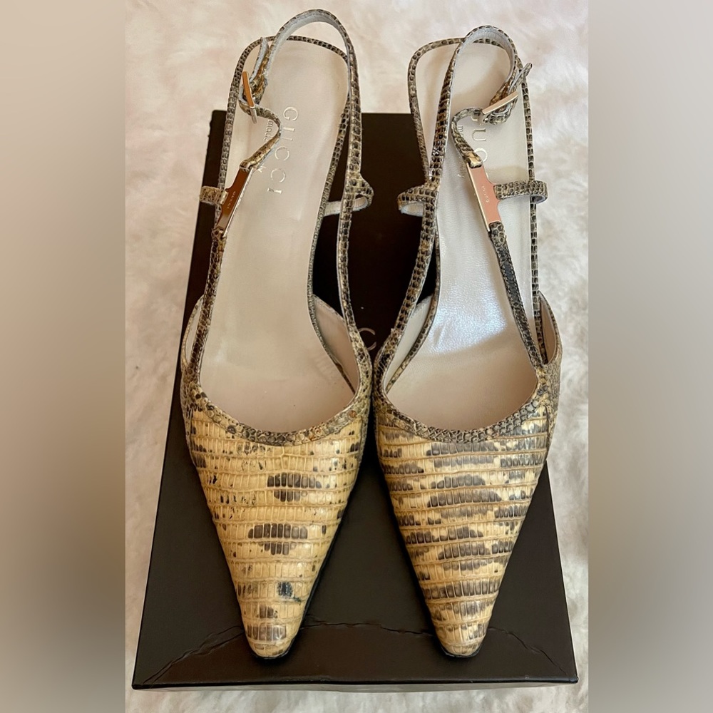 Vintage Gucci lizard sling backs size 8B